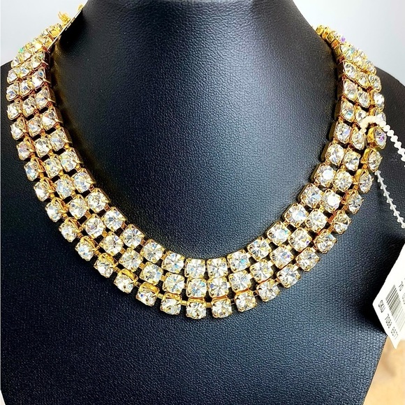 VINTAGE 1990's St. John Large Rhinestone Tiers Choker and Back Drop Necklace NWT - Picture 3 of 7